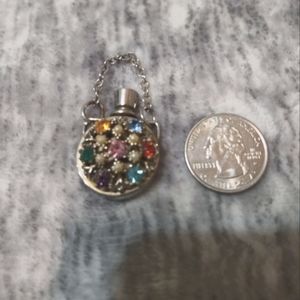 Tiny Antique/Vintage Perfume Holder with Crystals/Pearls